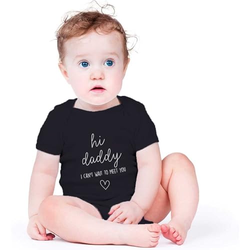 Image of Hi Daddy Bodysuit for Baby Hello Daddy Pregnancy Announcement for Husband I Love Daddys Baby Romper