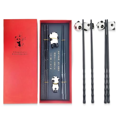 CHENKEE Bacchette Sushi,2 Paia Antiscivolo Bacchette Cinesi,Con 2 Portabacchette in Ceramica, Bacchette Lavabili in Lavastoviglie, Chopsticks Riutilizzabili, Bacchette Cinesi, con Custodia