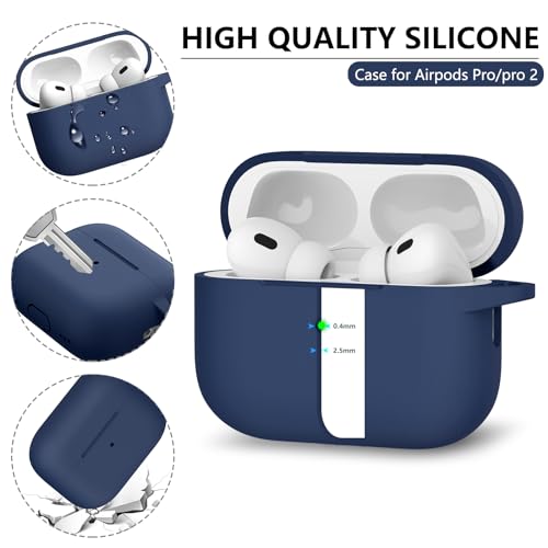Image of Ljusmicker for AirPods Pro Case Cover with Cleaner Kit,Midnight Blue | Silicone Protective Cover for Apple AirPods Pro 2nd /1st Generation Case with Keychain for Women Men,Shockproof