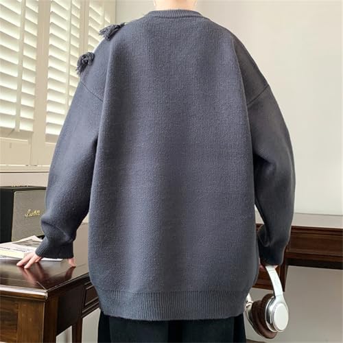 Mens Sweater Winter Round Neck Long-Sleeved Knitted Pullover Casual Loose Sweater4