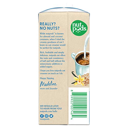 nutpods Oat French Vanilla Creamer - Unsweetened Oat Milk Creamer - Nut-Free Non Dairy Creamer - Keto, Gluten Free, Non-GMO, Vegan, Sugar Free, Kosher (12-Pack)