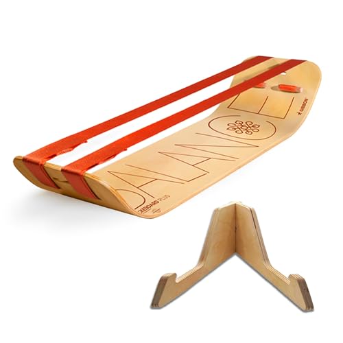GIBBON SlackBoard Plus & Stand - 2-in-1 Slackline Balance Board for Adults - Workout Equipment Home Gym Training - Wooden Balance Trainer Standing Desk Exercise Yoga Agility Pilates Core Fitness