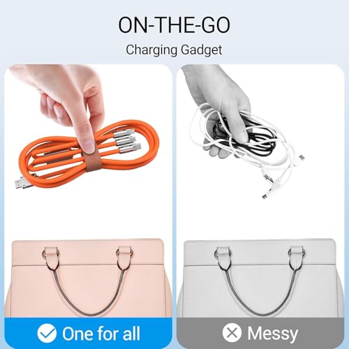 Image of MECHA Multi Charging Cable, 3 in 1 Charger Cable, 120W USB-C Fast Charge, 4ft Universal Charging Cable with iOS /Type-C /Micro USB for Phones, iPad, MacBook - Orange