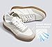 LUCKY STEP Women Classic Retro Gum Sole Fashion Sneakers Casual Tennis Skate Shoe Genuine Leather Walking Footwear Anti Slip Trainers(White/Beige,8)