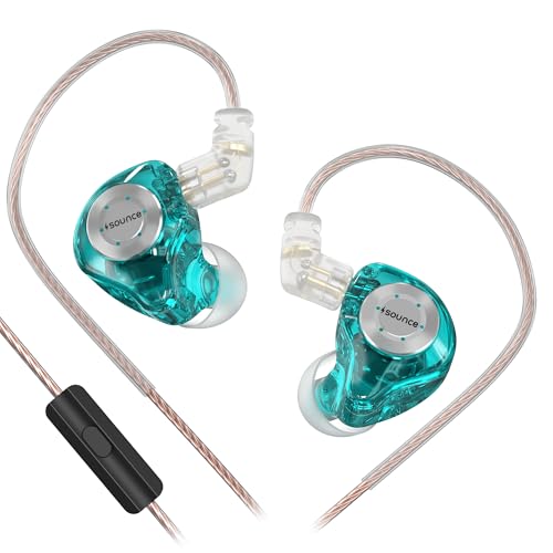 Image of Sounce EDX Pro IEM Earphone HiFi Stereo in-Ear Monitors with Dual Magnetic Circuit Dynamic Driver Premium Acoustic Build Detachable 0.75mm Cable Noise Isolating High Resolution Sound Signature (Cyan)