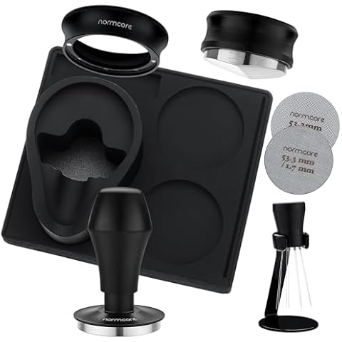 Normcore 53.3mm 7-in-1 Compact Barista Kit: Coffee Tamper, Distributor Tool, WDT with Stand, Dosing funnel, Puck Screen, Tamping Mat, Portafilter Stand, Barista Essentials Kit for Breville Sage 54mm Cover
