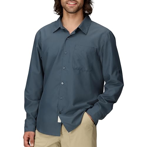 MARMOT Men's Aerobora Long Sleeve Button-Down Shirt - Lightweight, Packable, Quick-Drying UPF Protection