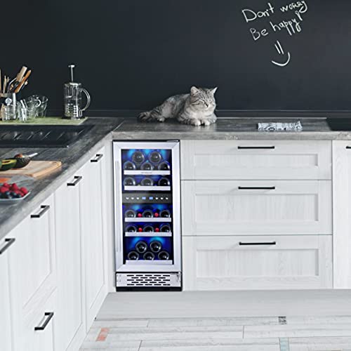 Phiestina 15 Inch Dual Zone Wine Cooler Refrigerator 29 Bottle Built