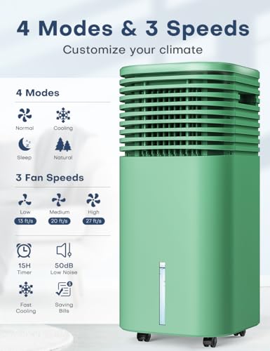 Image of 4-IN-1 Portable Air Conditioners, Evaporative Air Cooler w /4 Modes & 3 Speeds, 15H Timer for Smart Auto-off, 2-Gal Tank for 20H Cooling,17FT Remote,No Hose Needed - Bronze