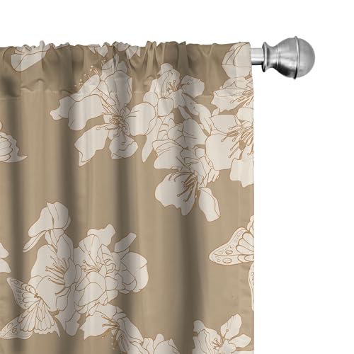 Ambesonne Flowers Vintage Window Curtains, Floral Design Garden Scene Minimalist