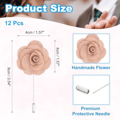 Image of PATIKIL Flower Boutonnieres Pin, Handmade Camellia Lapel Pin for Men Women Suit Wedding Graduation Anniversary Brooch Outfit Accessories