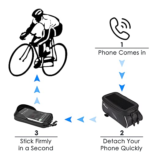 Image of WOTOW Bike Frame Bag for Phone, Waterproof Top Tube Bike Bag with Detachable Cell Phone Bag, Sensitive Touch Screen Fits for Fits for iPhone 13 14 Xs Pro Plus Up to 6.7 inch
