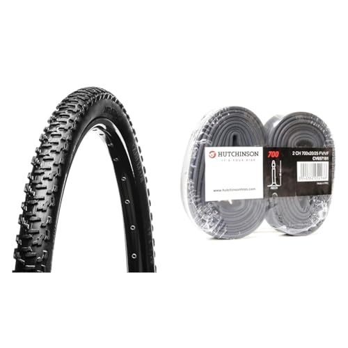 Pneu VTT Hutchinson Cameleon 26 x 1,95 noir et lot de 2 chambres à air de vélo 26 pouces