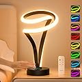 PutWish Spiral RGB Table Lamp for Nightstand, 12 Colors Changing Lamp with Remote & Touch Control, Small Modern led Lamp Memory Function for Bedroom, Living Room