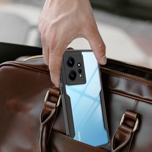 Image of A rtistque Clear Hard Transparent Acrylic Armor Back Cover Case for Redmi Note 12 4G | Shockproof TPU Edge Protection | Slim Protective Design | Redmi Note 12 Back Cover - Black