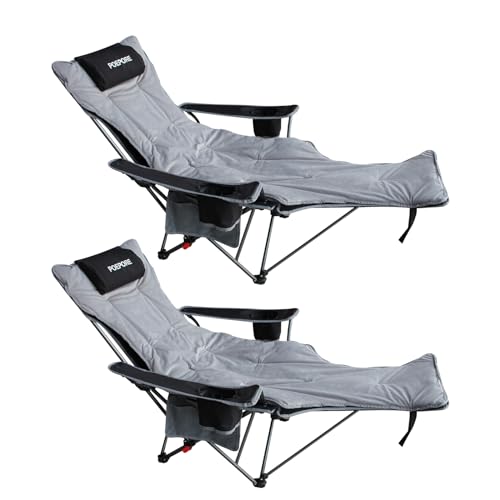 POEPORE 2-Pack Reclining Camping Chair with Removable...
