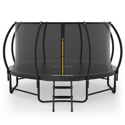 Calmmax 16FT Outdoor Trampoline for Kids & Adults – Heavy-Duty with Safety Enclosure, Ladder & Weather Cover – ASTM Certified, Black