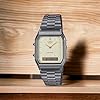 Casio Ana-Digi Analog Digi Quartz Wristwatch, Vintage Series, AQ-230 Series, Unisex, Dual Time, Overseas Model, Metallic Gray x Light Gold AQ-230GG-9A, Vintage #2