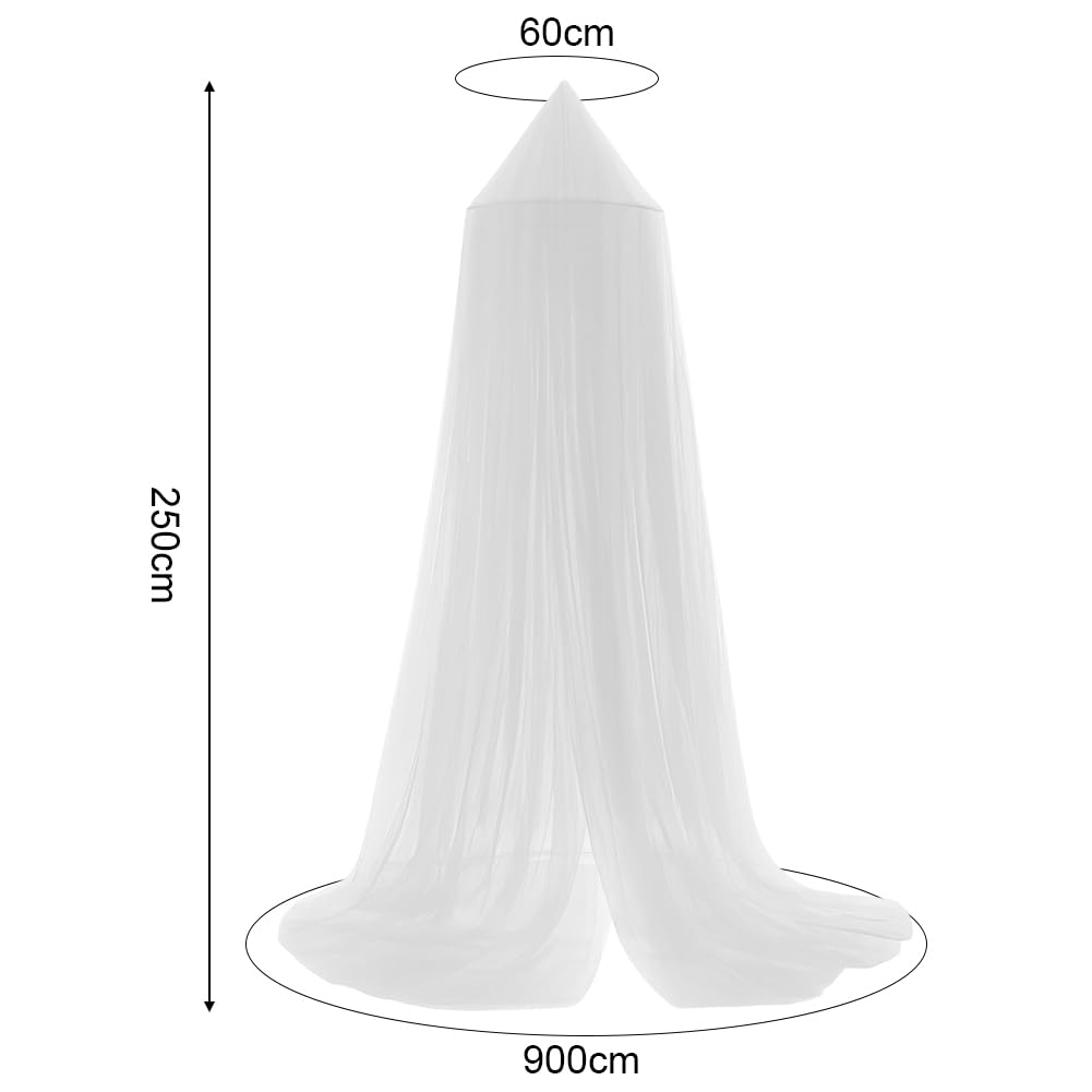 Vicloon Bed Canopy, Mosquito Net for Single Beds Princess Canopy, Round Dome Hanging Bed Curtains for Girls Room Decor (White) - Image 2