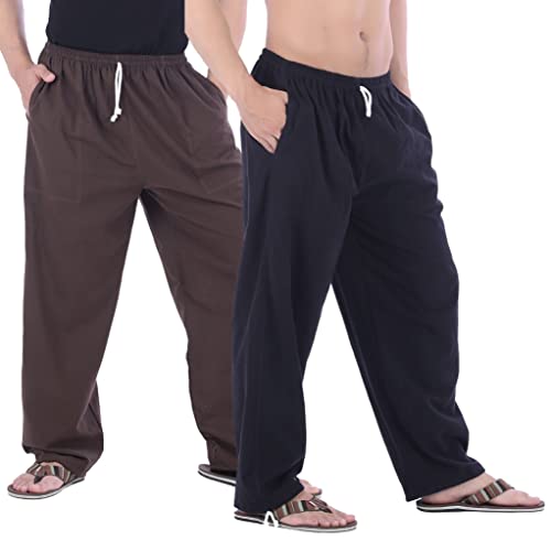 Men Lounge Pants Black + Brown-L