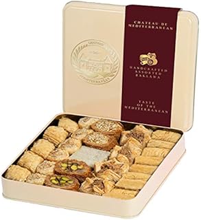 Assorted Baklava Baklawa 700g, Approx 29 Pieces, Tin Presentation Box, Chateau De Mediterranean