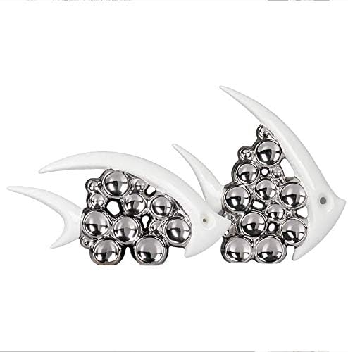 Yowinlo Statue Ornaments Sculptures Creative Modern Home Bedroom Living Room Wine Rack Frame Decoration Silver Plated Bubble Fish Snail Vase Decoration Wedding Gift Silver Plated Bubble Fish Pair