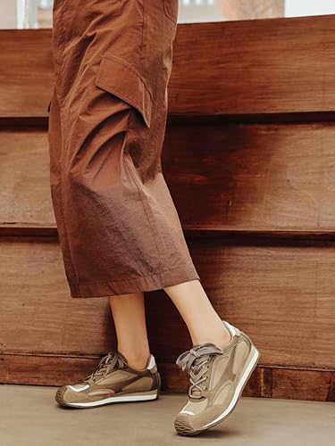 Image of Casual Sneakers for Women Lace Detail Elegant Ribbon Lace-Up Fashion Sneakers with Leather Upper Memory Foam Insole and Trendy Casual Shoes for Women