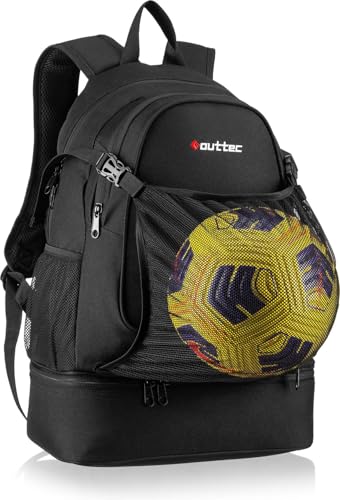 Outtec Sport-Rucksack mit Schuhfach und Ballnetz, 46 x 33 x 19,5 cm, Schwarz, Wasserabweisend Outtec Sport-Rucksack mit Schuhfach und Ballnetz, 46 x 33 x 19,5 cm, Schwarz, Wasserabweisend