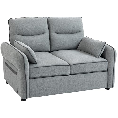 HOMCOM Canapé 2 Places en Velours égyptien 136 cm, Assise et Dossier rembourrés, Poche latérale, Style Contemporain, Sofa pour Chambre, Appartement, Petit Espace,...