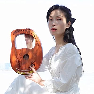 Rayzm Lyre Harp, Solid Wood Mahogany Lyre Musical Instrument, Portable 16 Metal Strings Lye Harp for Adult/Beginners