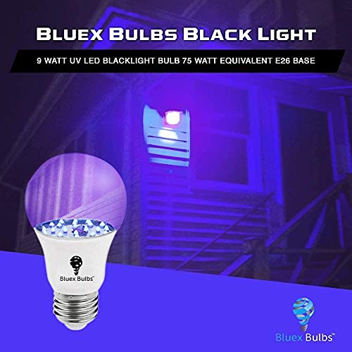 Bluex Bulbs 6 Pack Led Black Light Bulb, 9W A19 E26 Blacklight Bulb Level 385-400Nm, Body Paint, Glow In The Dark Led Light Bulb Neon Glow Fluorescent Poster Black Bulb (6 Pack) #TOP3
