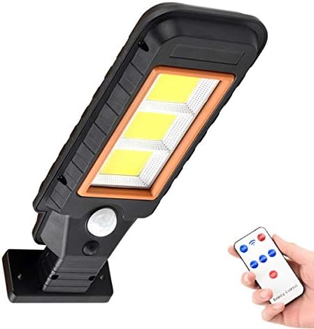 Solar Security Light, PHADAP 128 LED Solar Motion Sensor Lights with 3 Lighting Modes and Remote Control, IP65 Waterproof, 3000 mAh Solar Wall Lights for Garden, Fence, Door, Yard
