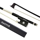HAOYUE Violin Bow - Lightweight Violin Bow 4/4 Full Size -Fiddle Bow Carbon Fiber Violin Bow - Handmade with Natural Mongolian Horse Hair-Crescent Balanced Bow (Black)