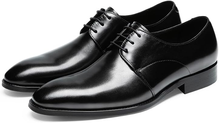 [SayfuR] ドレスオックスフォードフォーマルシューズ男性のためのレースアップラウンド磨かれたつま先本革ダービーシューズロートッ