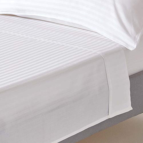 HOMESCAPES Drap Plat en Percale de Coton égyptien 330 Fils, Drap de lit Blanc 270 x 300 cm