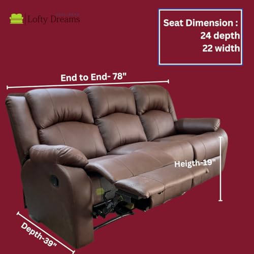 Image of Sofa 3 Seater - Ergonomic Leatherette Design with Plush Support, Includes 5-Year Warranty for Living Room Comfort and Durability