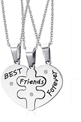 Jingchuan Best Friends Forever Necklace Stainless Steel Friendship Triple - 3 Pendants