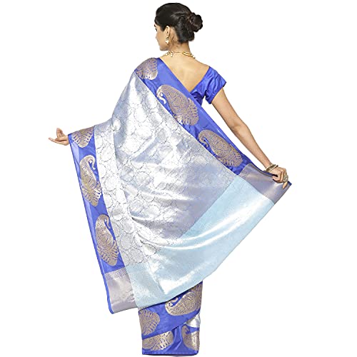 PTIEPL BANARASI SILK WORKS sky blue kanchipuram silk saree in art silk – image 2