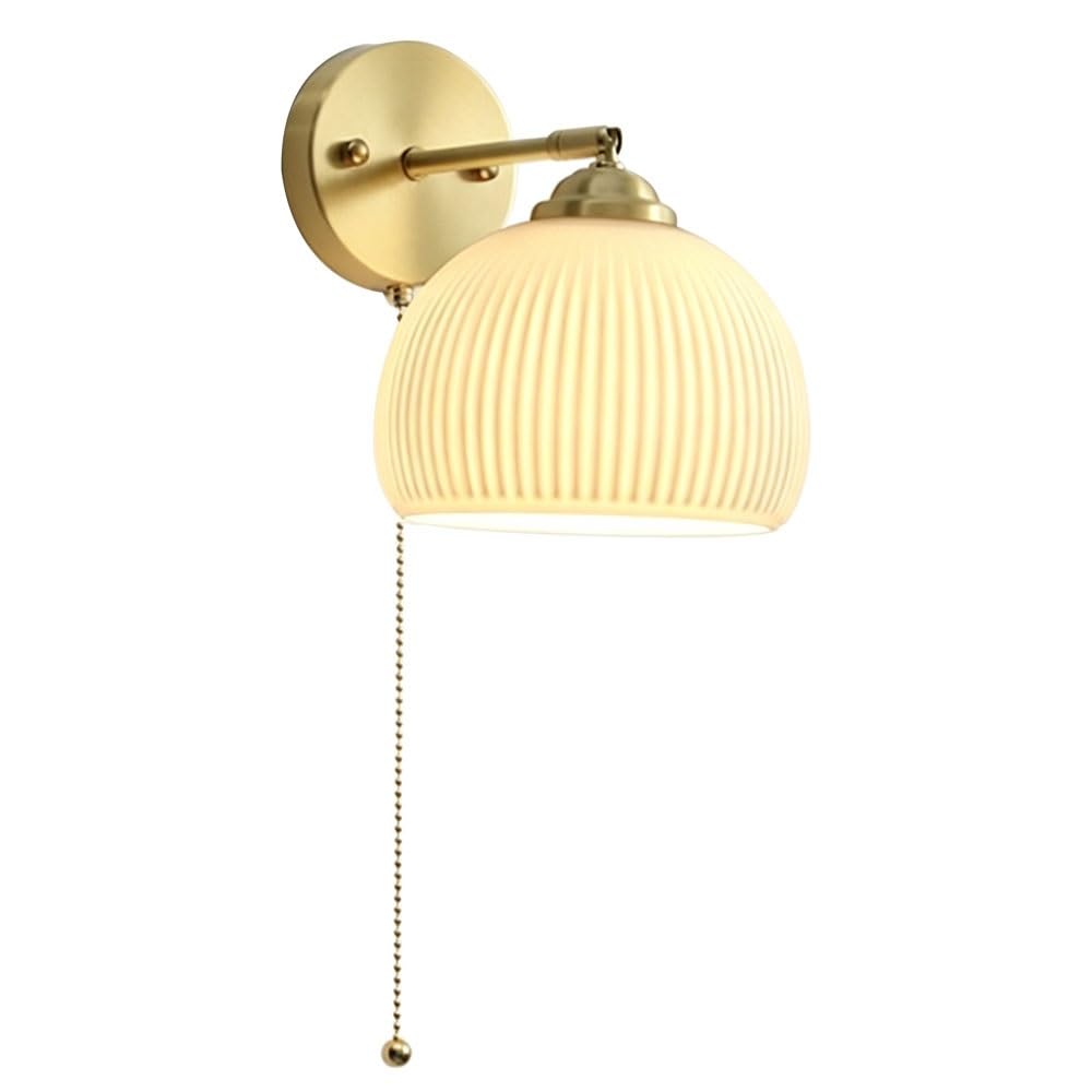 LUOYAOB Mid Century Modern Pull Switch Wall Light Indoor Gold Wall Mounted Sconce Stylish Home Wall Lamp Fixture for Vanity Foyer Living Room Bedroom Daily Lighting