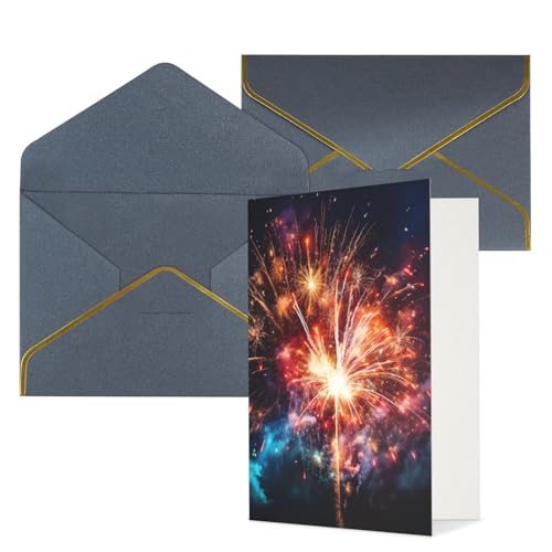 STVYUKL グリーティングカード 黒い封筒付き Thinking of You Card Explosion 花火 Happy Birthday 結婚式 招待状 空白のメモカード あらゆる機会に 4x6