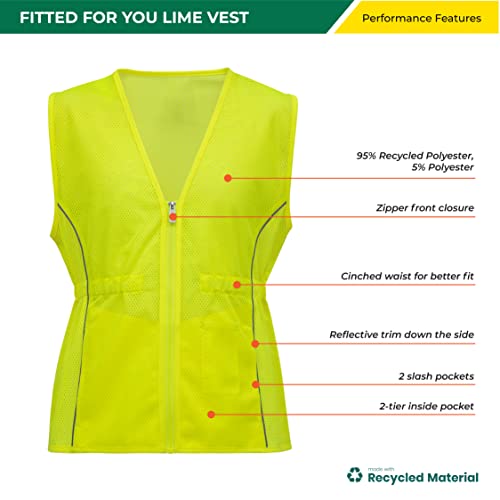 Shine Bright Safety Vest For Women - High Visibility With Reflective Strips And Pockets – Fitted And Breathable With Durable Zipper (Size Large, Lime) #TOP1