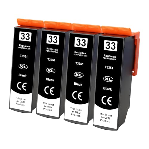 4X 33XL czarne wkłady do drukarki, kompatybilne z Epson 33XL 33 XL, czarne, do Epson Expression Premium XP-530 XP-540 XP-7100 XP-900 XP-630 XP-635 XP-640 XP-645 XP-830