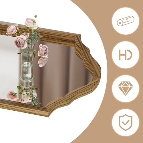ULIKE Arched Wood Mirror – 24x36 Rustic Wall Mirror for Bathroom or Bedroom, Decorative Vanity Mirror | Solid Wood Frame | Brown | Farmhouse Entryway or Living Room Décor - Image 8