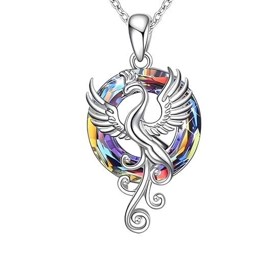 Collier oiseau de feu en cristal pour femme avec pendentif ailes de phénix coloré