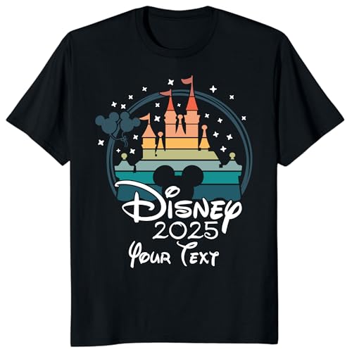 Custom Magic Kingdom Castle 2025 T-Shirt, Personalized Mickey Minnie Shirt Family Matching Trip T Shirt, Rainbow Mouse Tshirt