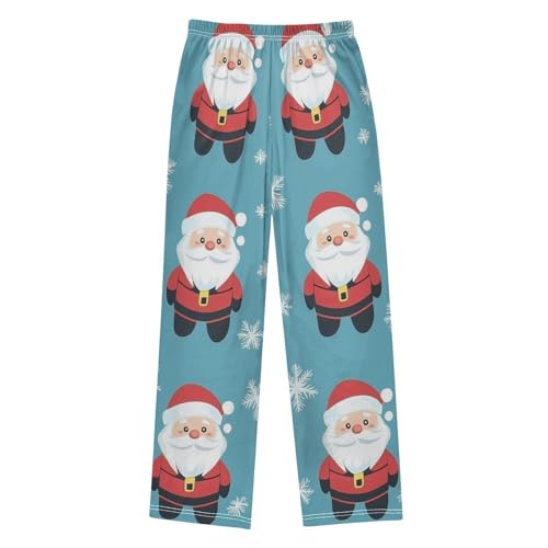ZZXXB Santa Claus and Snow Boys Long Pants Soft Trousers Elastic Waist Kids Lounge Bottoms with Pockets S-XL2