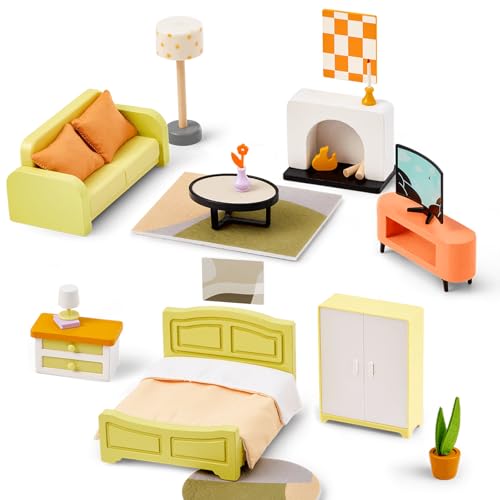 Giant bean Puppenhaus Möbel Holz Set, Holz und Kunststoff Schlafzimmer und...