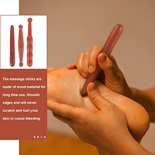 Healifty 61OJ153391820 3Pcs Wooden Reflexology Sticks Foot Hand Massage Wooden Stick Tools Thai Face Neck Back Waist Massager Trigger Points thumb #7