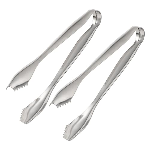 BRIGHTFUFU 2pcs Stainless Steel Serving Tongs Versatile Ice Cube Clip Sugar Cube Tongs for Parties Cafes Bars Home Use Kitchen Food Serving Tools Silver