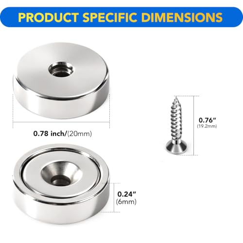 Image of DIYMAG Magnets with Countersunk Hole,0.78 Inch 40LBS 12 Pack